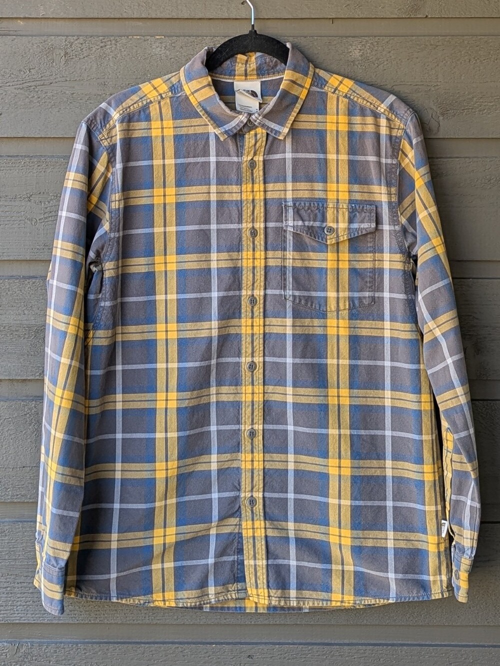 The North Face 100% Canvas Twill Plaid Long Sleeve Button Front Shirt Medium